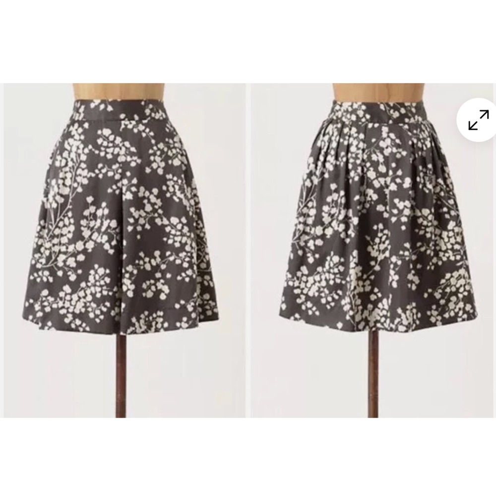 ANTHROPOLOGIE MOULINETTE SOEURS Women's Floral Skirt Sz 8 Gray Silk MIni Ikat - Picture 1 of 8